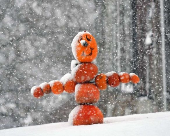 snotober pumpkin snowman